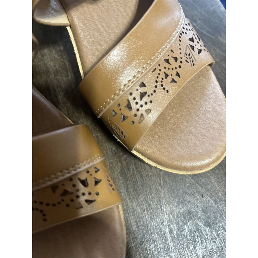 Brown Heels Slide Slip-on Sandals Women's 6.5 - Picture 6 of 12